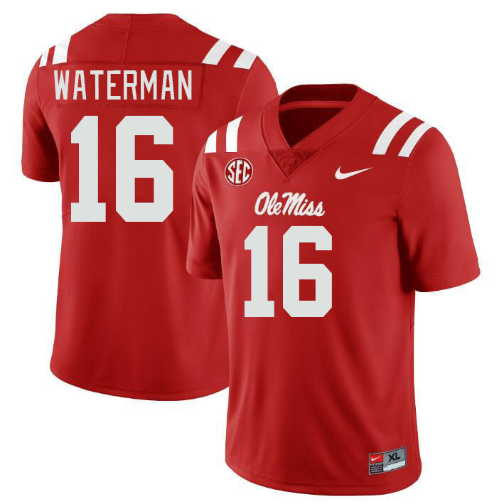 Ole Miss Rebels #16 Braden Waterman College Football Jerseys Stitched Sale-Red